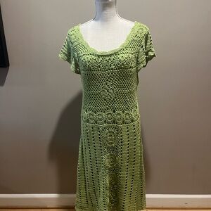 Midnight Velvet Green Crochet Dress